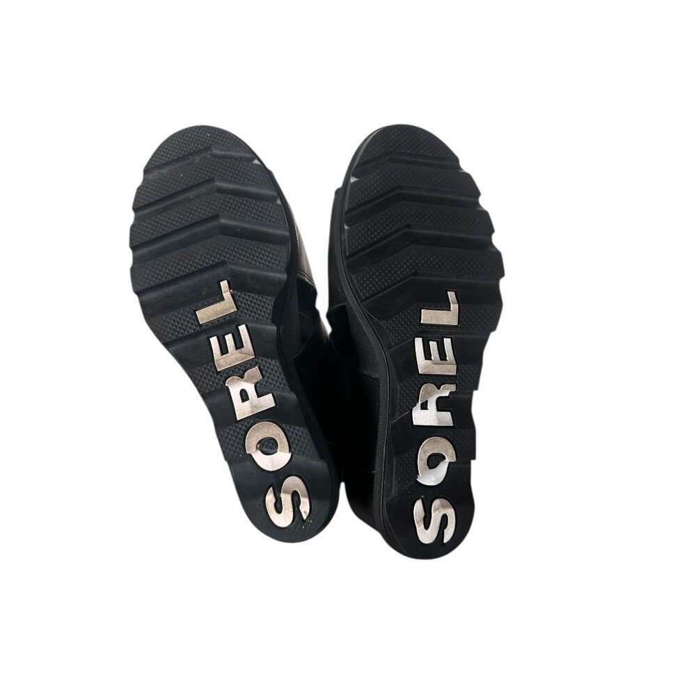 Sorel Joanie II Bootie Platform Sandals Womens 9 Black Cut Out Comfort Zipper - Picture 3 of 14